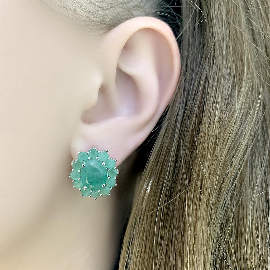 Silver Earrings with Natural Emerald 8.02ct (2065135)