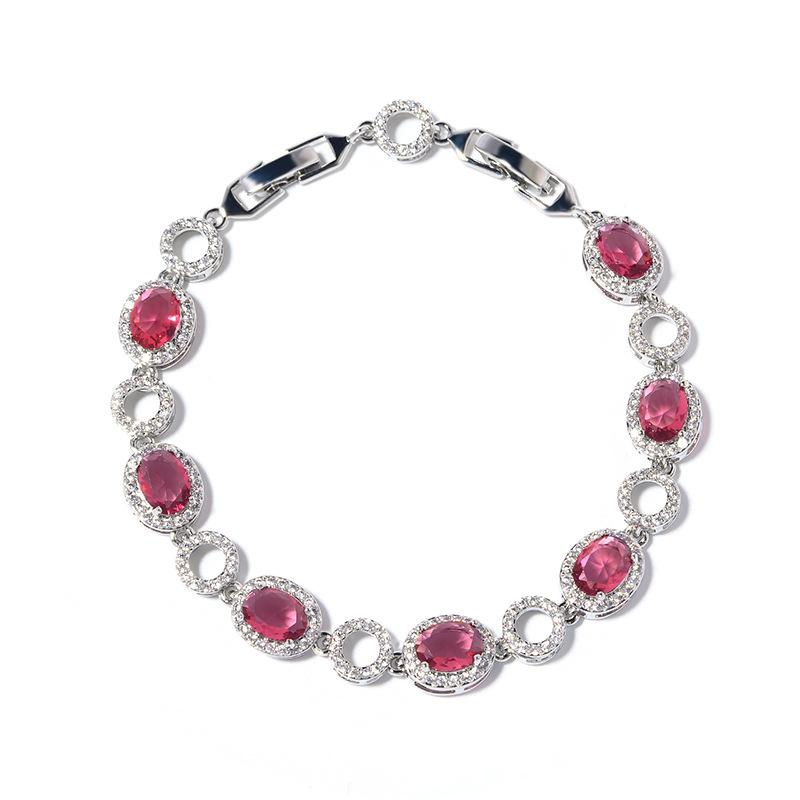 Popular Jewelry Accessories Color Zircon Jewelry Bracelet Brass Electroplated Platinum Jewelry