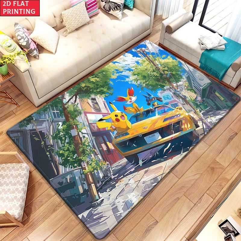 Anime Style City Car & Cute Creatures Area Rug Non Slip Soft Floor Mat For  Living Room Entryway Bathroom Decor Washable Doormat