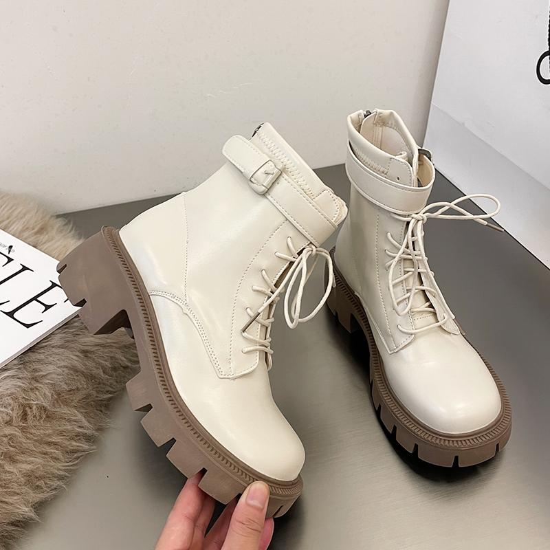 

Мода 2024 Новые Зимние Женские Модные Повседневные Теплые На Толстой Подошве На Шнуровке На Молнии Низкие Ботинки 40