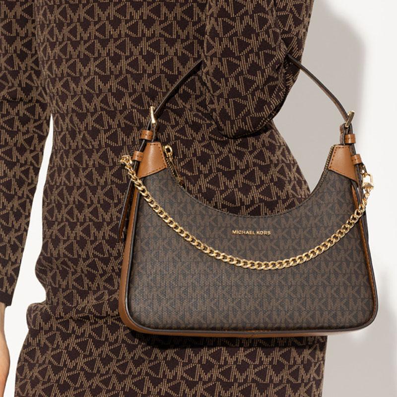 New MICHAEL KORS Cotton Leather Handbag, Shoulder Bag Women's Brown 32R3G3WN6B-252