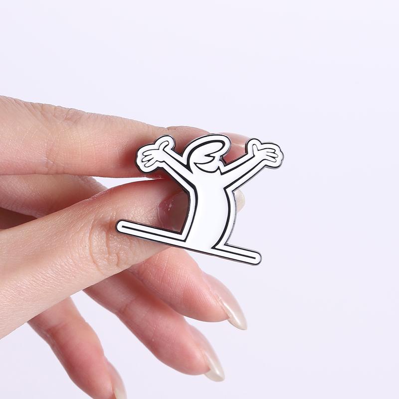 Fun Emotion Figure Enamel Pin Simple Outline Goofy Gesture Line Alloy Brooches Lapel Fashion Badge Jewelry Gift For Friends