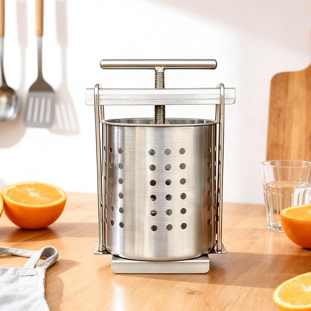 2.5L Stainless Steel Fruit Wine Press, Manual Honey Juicer Squeezer, Heavy Duty Hand Press for Grapes Apples, Home Kitchen Tool