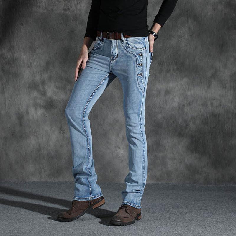 Men's Micro Flare Jeans Korean Style Stretch Slim Men's Flared Denim Trousers