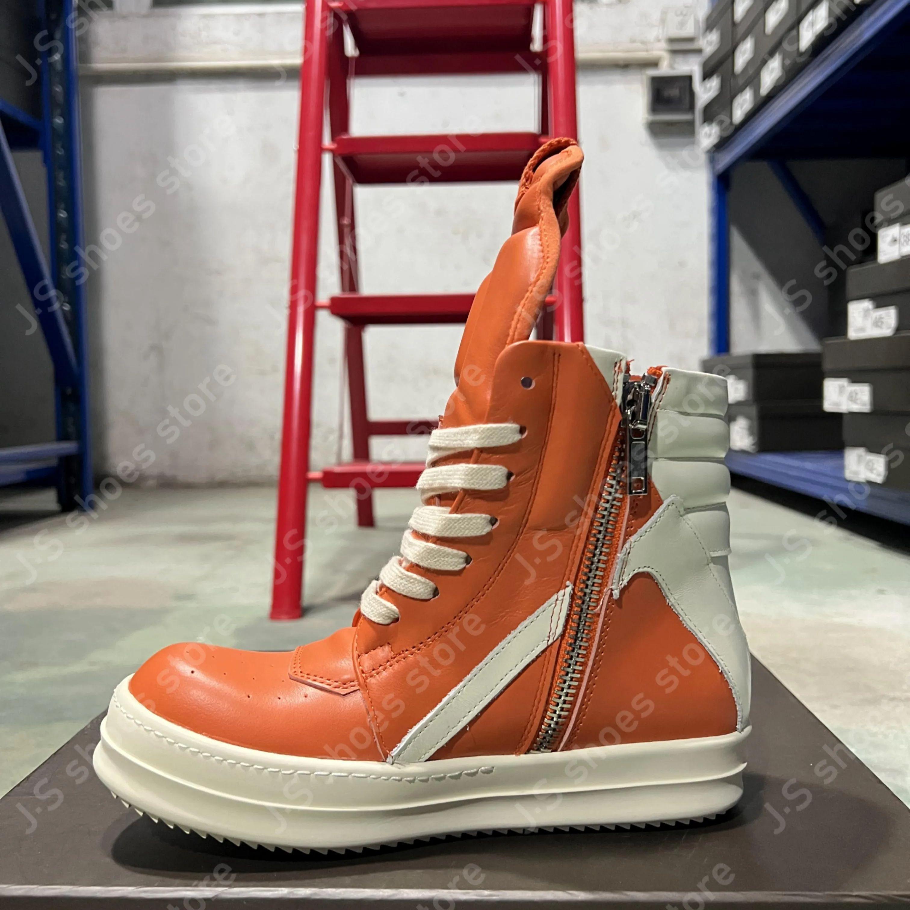 

R-o Design Sneakers Orange Leather Boot High Top Shoe Geobasket High Quality Men Shoes Women Casual Sneaker Genious Ankle Boots 48 оранжевый