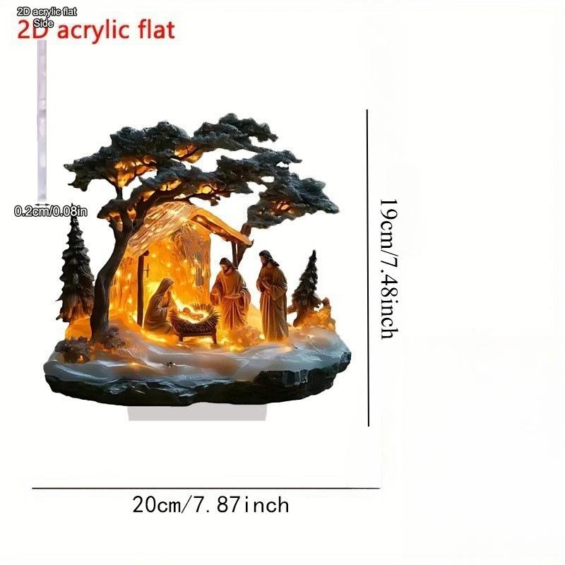 2D Flat, Nativity Scene Acrylic Desktop Decoratio, with Base, Suitable for wall decoration, porch, room, villa, accents Home, Hallway, or Workplace -