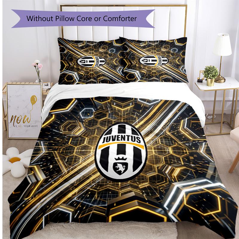 Set Biancheria da Letto 3 Pezzi con Stampa Pattern Juventus FC Morbido Delicato sulla Pelle Lavabile Copripiumino e Federe Set Stagione Unica Camera da Letto