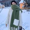 Korean Style Faux Cashmere Scarf with Pocket - Women's Winter High-End Design