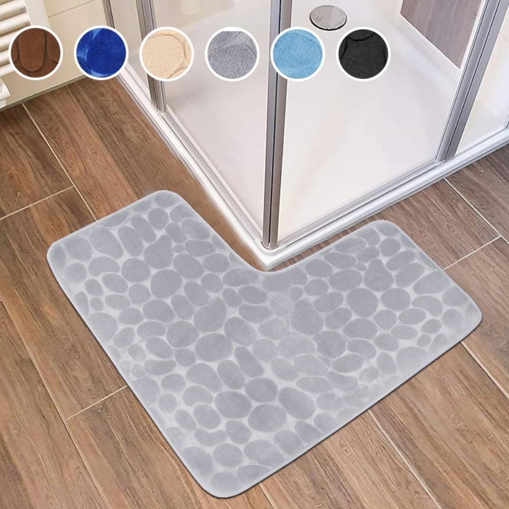 Non-slip Bath Mat Cobblestone Bathroom Rug NEW Durable Corner Mat