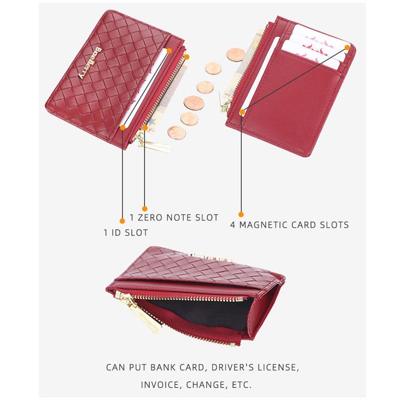 Baellerry Women's Short Purse Woven Pattern Wallet Zipper Coin Purse Fashion Card Holder Pu Leather Billfold