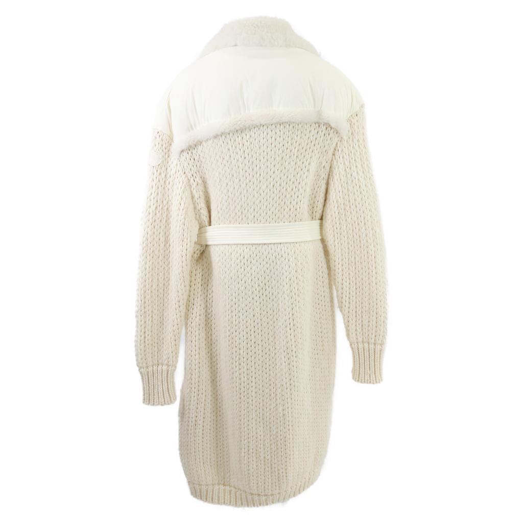 MONCLER [Domestic regular / 22 year production] H20939B00022 CARDIGAN TRICOT knit x mouton switching down coat XS whiteUsed