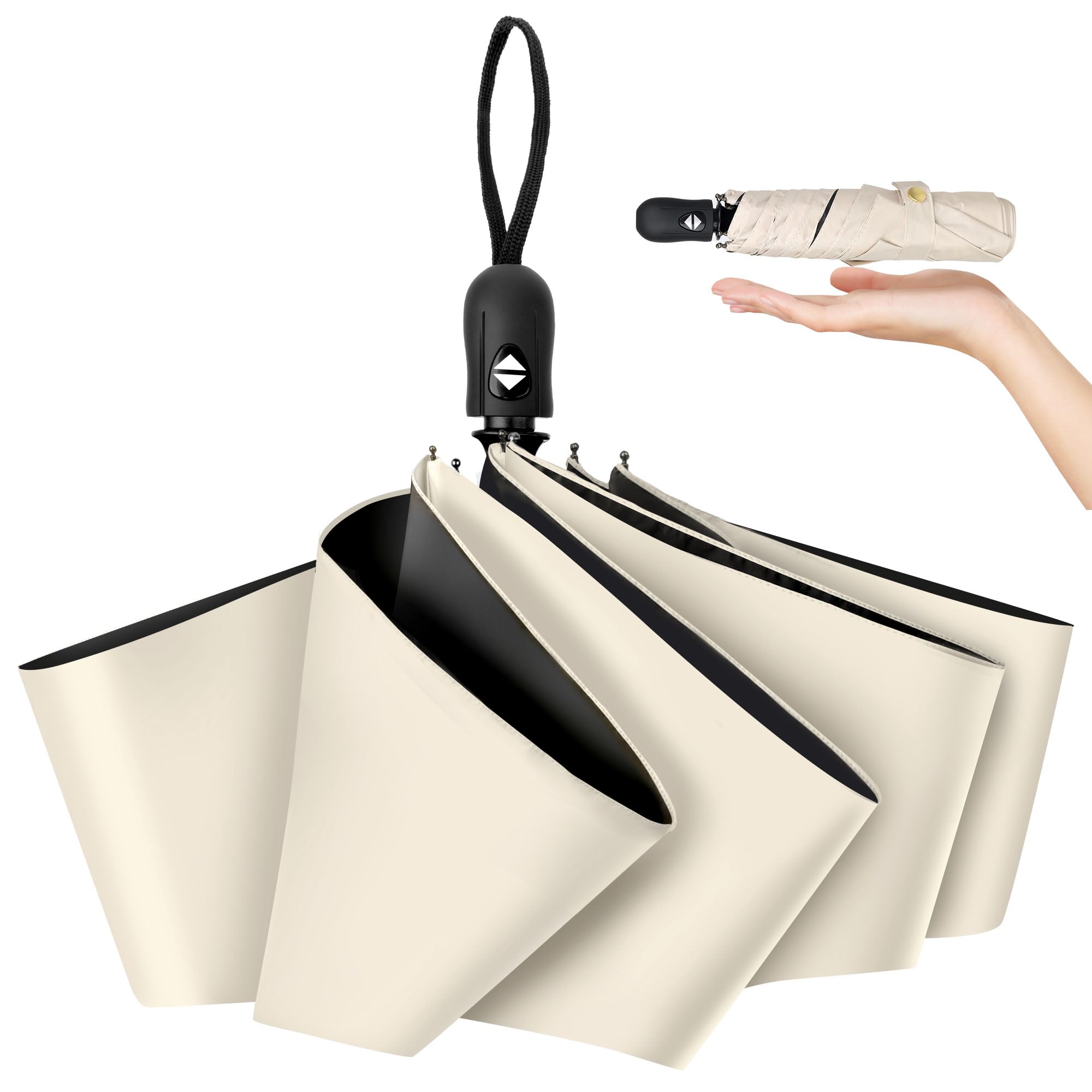 

складной коэффициент затенения с защитой от УФ-лучей УФ автоматическое открытие и для солнечной и дождливой погоды складной легко складывать высоко водонепроницаемый сезон дождей тайфун прочный бежевый