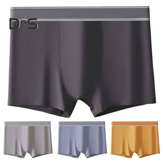 Men Underpants Soft Cotton Boxer Briefs Moisture-Wicking Breathable Solid Color Underwear with Wide Elastic Waistband