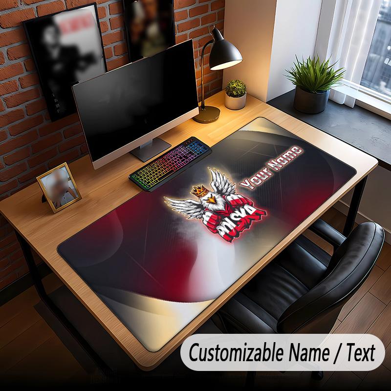 Large Mouse Pad Poland Football Print Custom Name Text Desk Mat for Office Gaming
