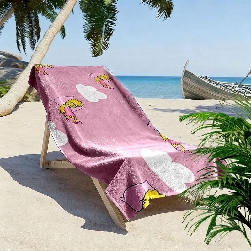 Lisa Simpson Print Beach Towel, Large Soft Quick Dry Towel for Beach Camping Swimming