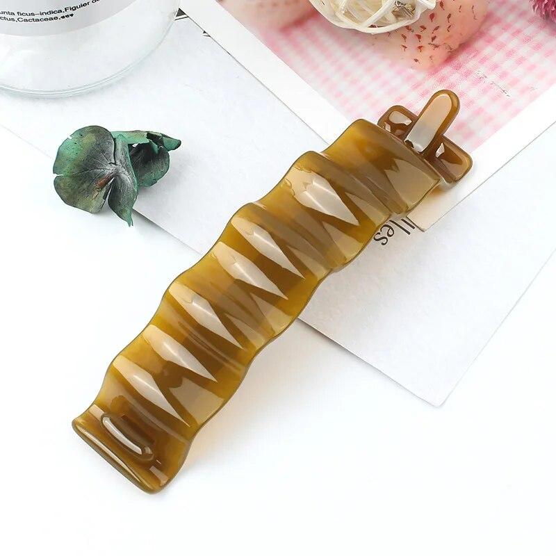 Frosted Ponytail Clip Jelly Color Hair Clip Women Acrylic Wave Banana Clip Hairpin Ponytail Twist Clip Style Headwear