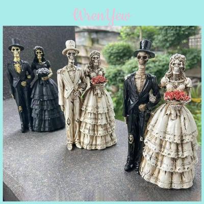 Classic Halloween Skeleton Couple Resin Figurine For Home Garden Decorative Display