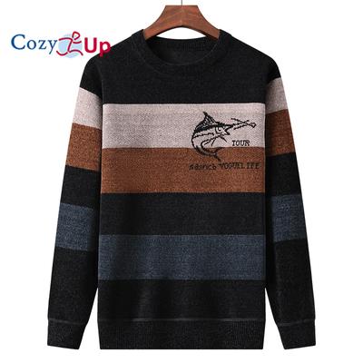 Pullover a righe alla moda Maglione lavorato a maglia Abbigliamento da uomo Maglioni caldi invernali spessi Abbigliamento da uomo Felpe natalizie