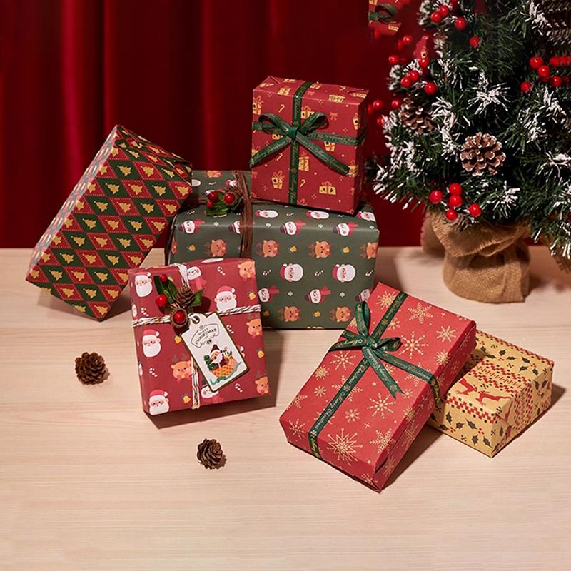 5 Blatt 70*50Cm Weihnachtspapier Niedlicher Hirsch Weihnachtsmannkraft Geschenkverpackungspapier Für Geschenke Handgemachte Geschenke Verpackung