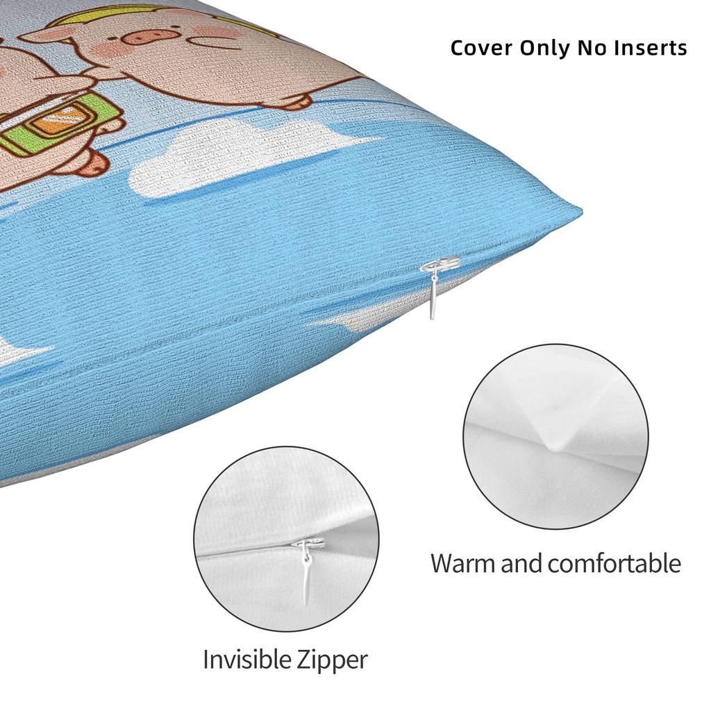 L-Lulu Pig Pillow Cover  Comfy Cushion Cover Cute Funny Pillow Case For Chair Sofa Home Decor