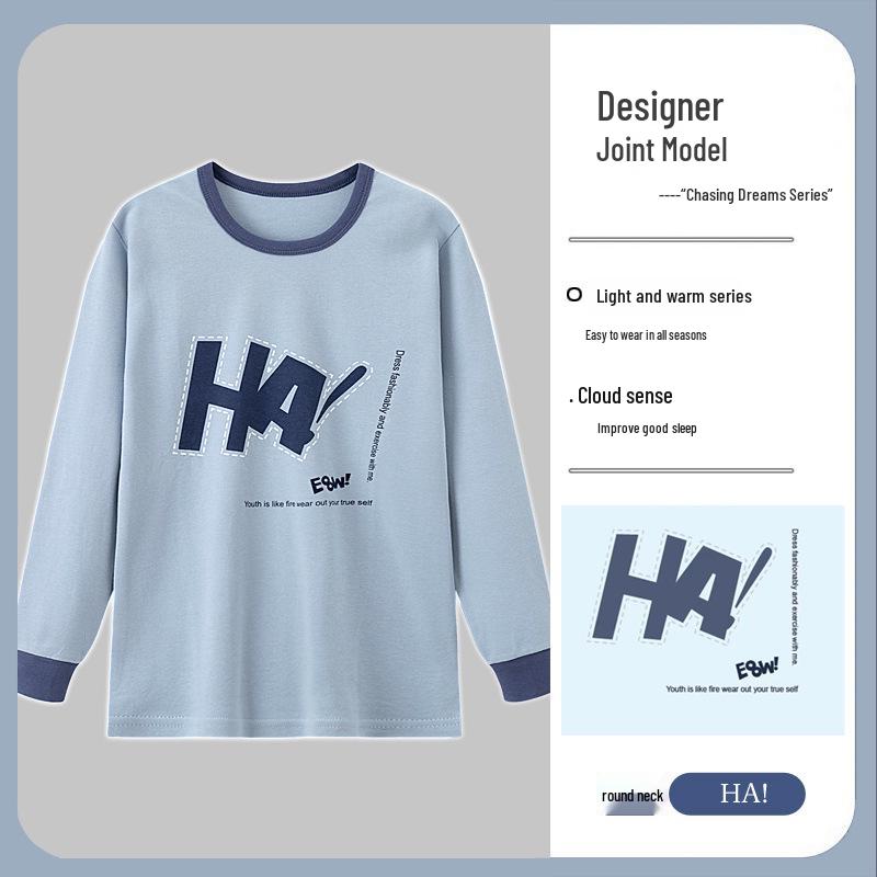 Children's Pure Cotton Flannel Thermal Pajamas - Boys' Teenage Autumn Layer