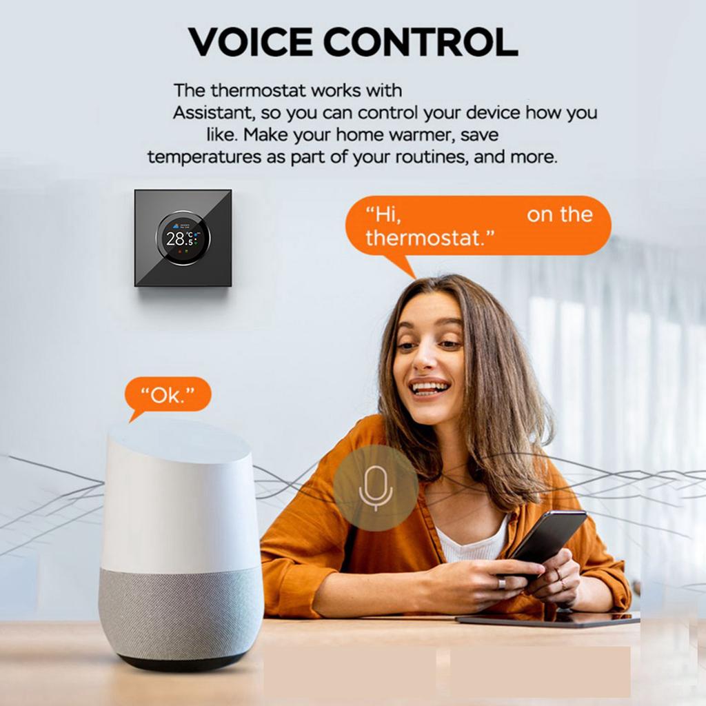 Smart Thermostat for TUYA 1.32in TFT Screen Touch Knob Voice WIFI Temperature Controller with Ambient Lights for Home