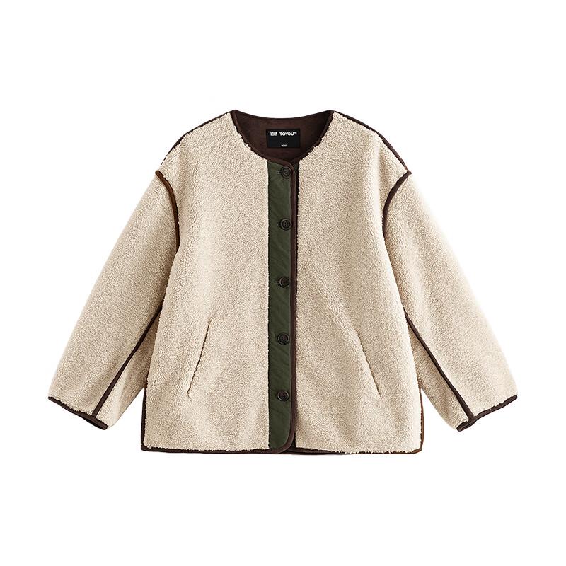 Chuyu Damen Color-Block Wildlederimitat Steppjacke