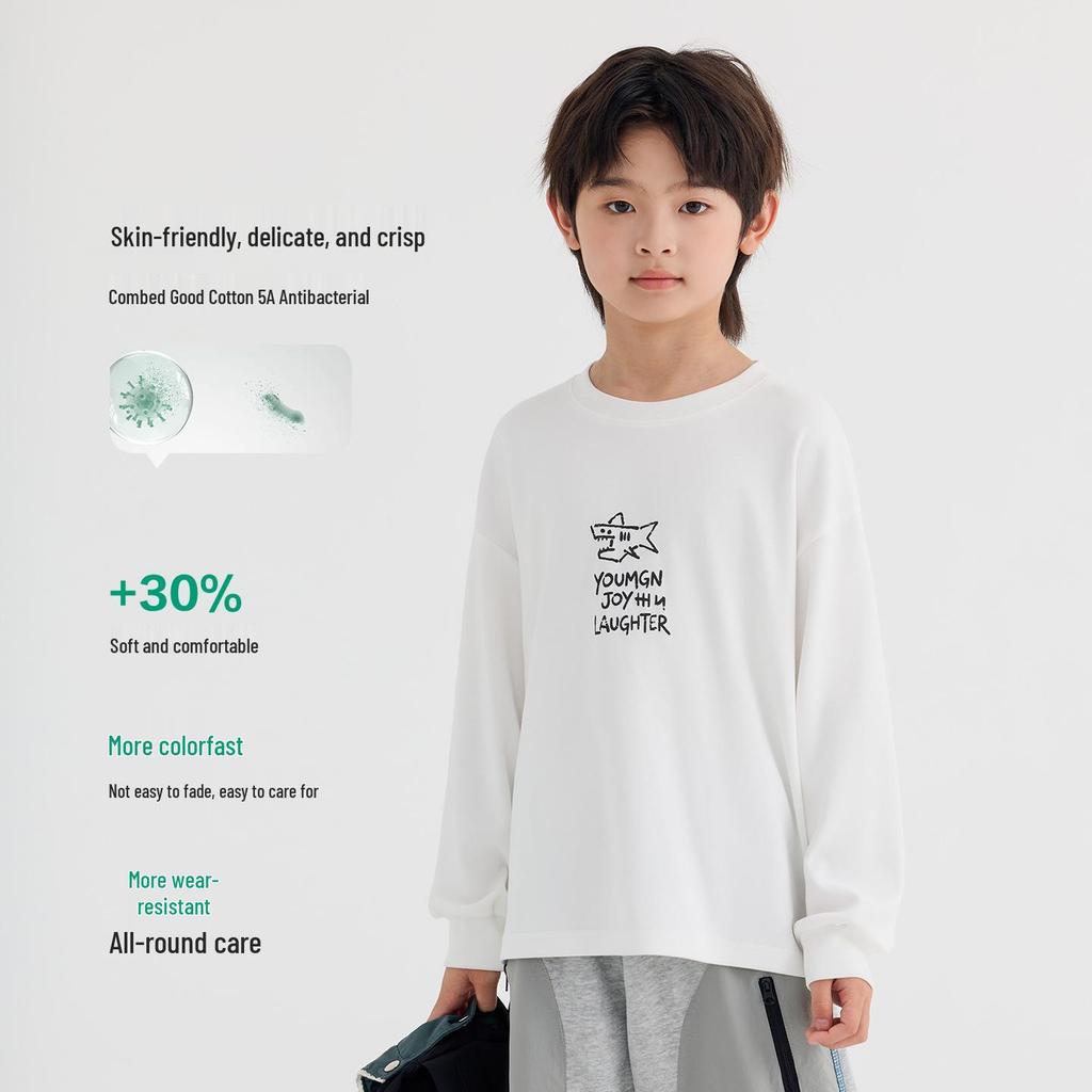 Boys' Shark Print Long Sleeve Tee - Autumn Fashion Trend 2026