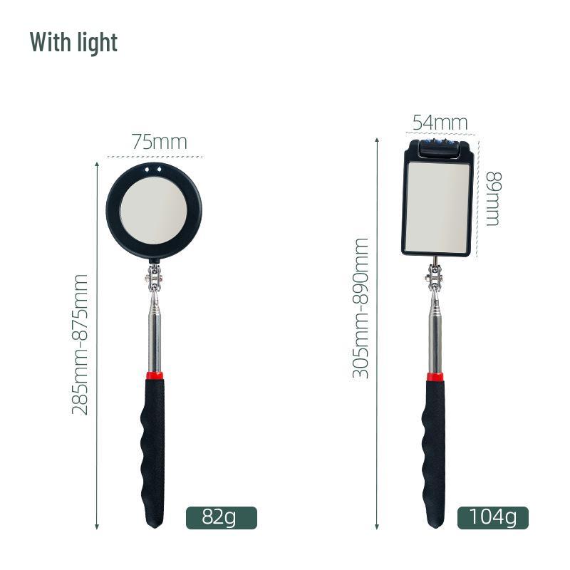 Geinbei Zatahovací inspekční zrcátko se světlem - Nastavitelný směr: Čtvercová, kulatá, oválná zrcátka pro údržbu automobilu