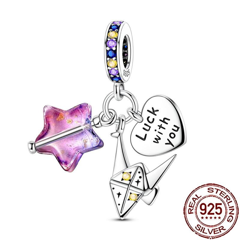 Charms Copper Lucky Horseshoe Clover Dreamcatcher Feather Dangle Beads Fit Bracelet Necklace Women Diy Jewelry