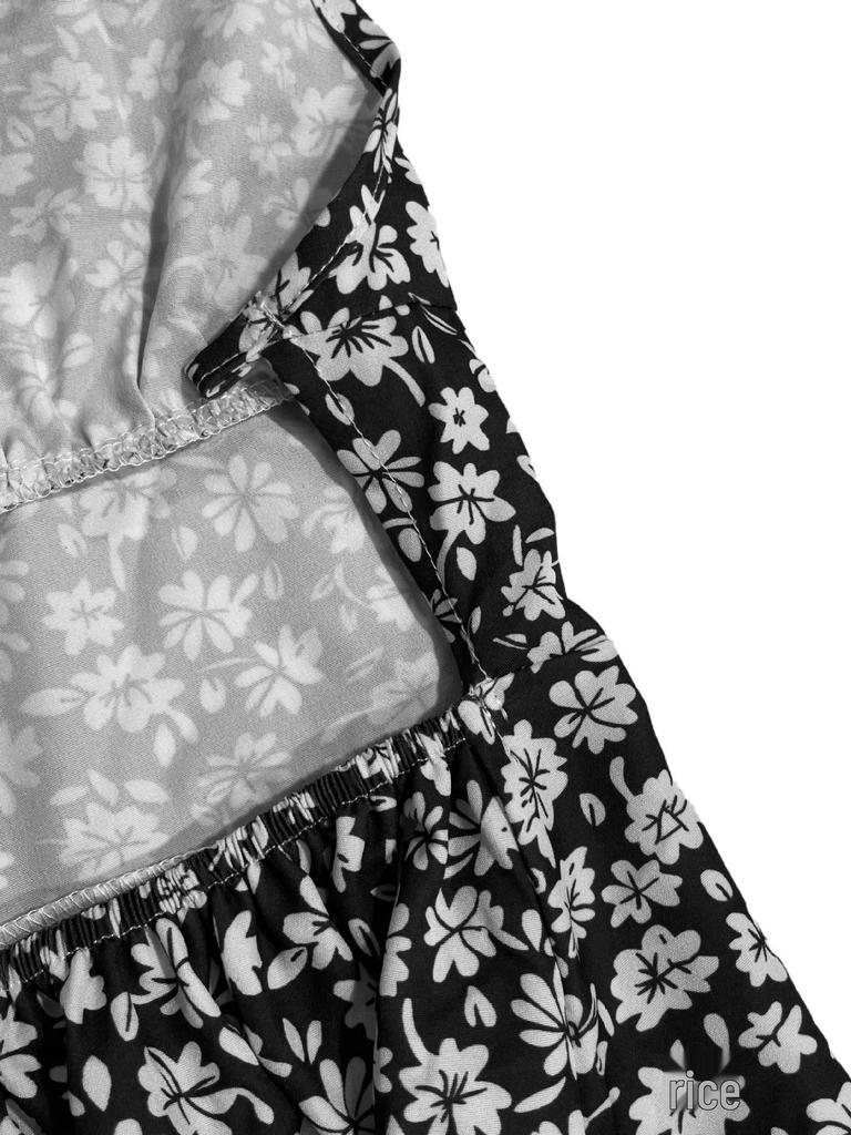 Auf Lager: 2025 Neues Europäisches und Amerikanisches Schlankes Floral-Spaghettiträger-Rückenfreies Kurzes Kleid - Frühling/Sommer
