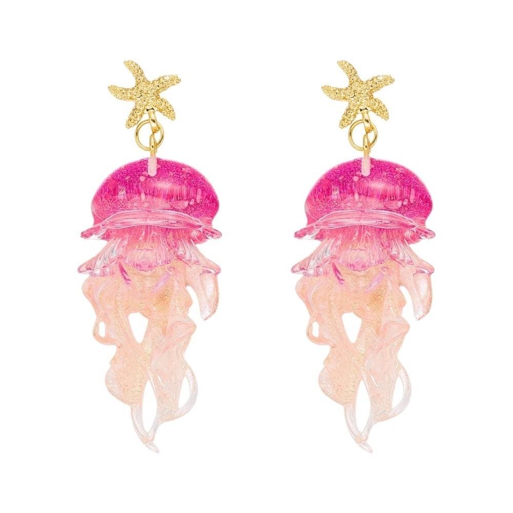 Acrylic Ocean Themed Drop Earrings Creative Starfish Charm Earrings  Vacation розовый
