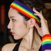 Polyester Rainbow Tennis Headband Colorful Sport Wristband Sport Safety Yoga Wrist Wrap  Running