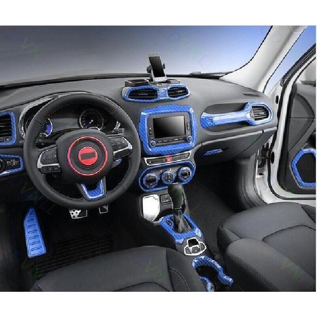 Headlight Switch Control Frame Cover For Jeep Renegade 2016+ Blue Carbon Fiber