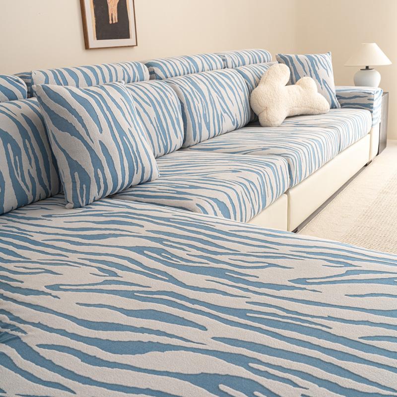 

Чехол для дивана из жаккардового флиса с водным узором, легко чистится, декоративный диван для гостиной, доступен в любое время года, подходит для различных диванов Backrest Cover S синий