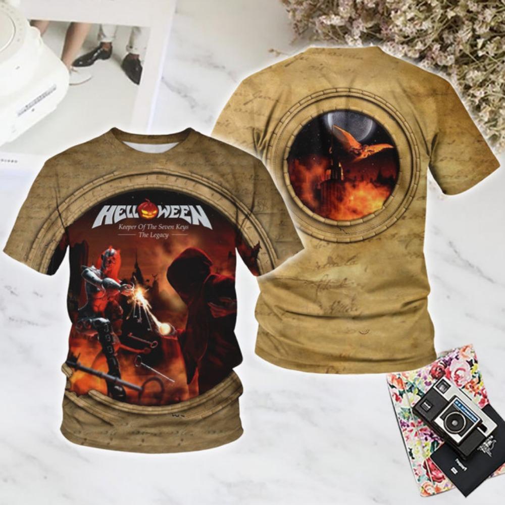 Classic Rock Helloween T-Shirts Herren 3D-Druck Männer Frauen Hip Hop Trend Kurzarm T-Shirt Street Locker Lässig Übergroße Y2k Oberteile