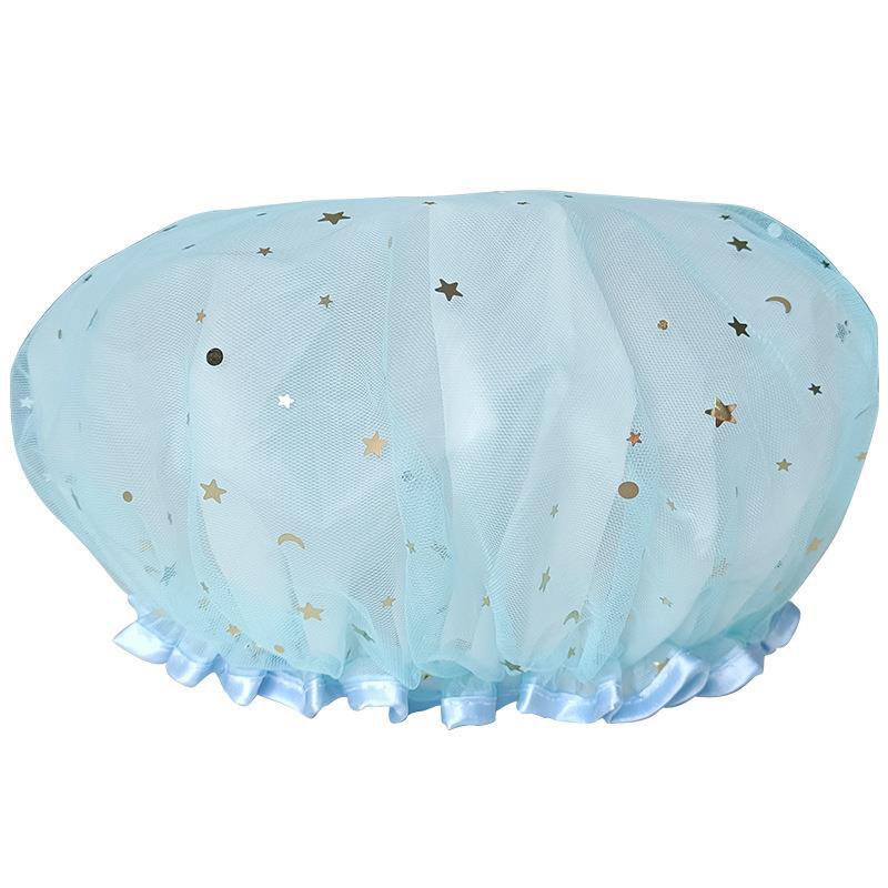1pc New Thick Double-Layered Shower Cap for Women with Waterproof Hair Protection