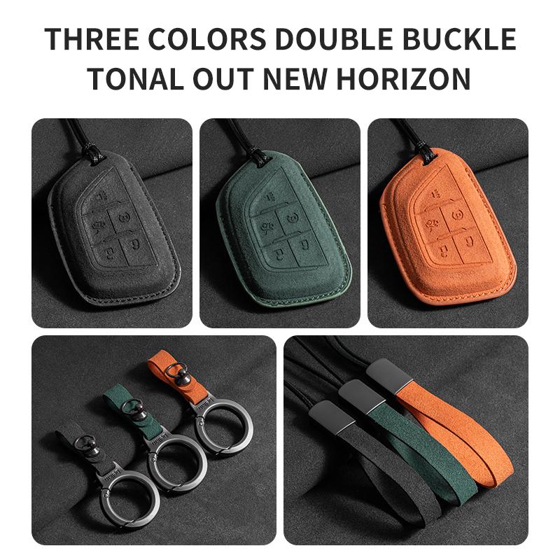 Suede Car Key Case Cover For Cadillac Escalade ESV SRX STS XT4 CT4 CT5 ATS CT6 CTS DTS XT5 Car Key Protective Shell Accessories