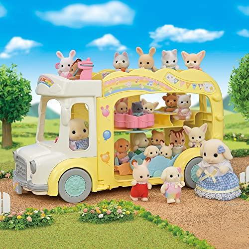 Epoch Sylvanian Families Nursery School Vehicle Set: Let's Play! Everyone's Nursery School Bus (S-70) - ST Mark Certified, Ages 3+, Toy, Dollhouse