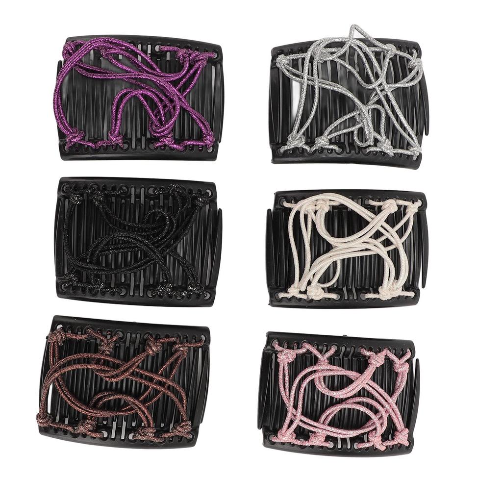 6 kusů Magické hřebeny do vlasů pro ženy Doplňky Pružný dvojitý hřeben Nastavitelné elastické sponky do vlasů