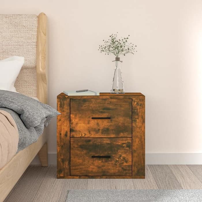 Table de chevet murale - Maison Exclusive - Chêne fumé - Bois d'ingénierie - 50 x 36 x 47 cm