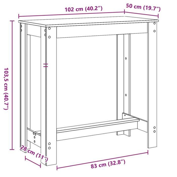 VidaXL Table de bar blanc 102x50x103,5 cm bois d'ingénierie, table de pub, table haute, table de tabouret de bar, table de 854409