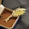 Classic Chinese High-end Yellow Zircon Wheat Ear Brooch Elegant and Generous Plant Bouquet Pin Coat Accessories Women's
