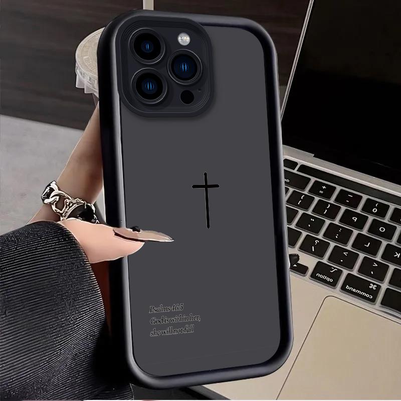 Simple Christian Cross Bible Case for iPhone 17 Air 16 E 15 14 Plus 13 12 Mini 11 Pro Max Shockproof Silicone Dustproof Cover