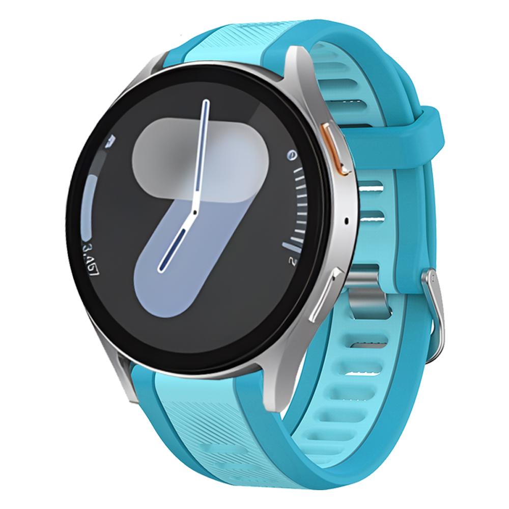 

Quick Release 20mm Two-Tone Sports Silicone Strap For Samsung Galaxy Watch 7 6 5 Pro 4 44mm FE 40mm / Active 2 Band Accessories 20mm синій