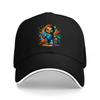 Chucky Horror Movie Character Baseball Cap Black Adjustable Hat with Colorful Splash Design for Fans of Classic Horror Films