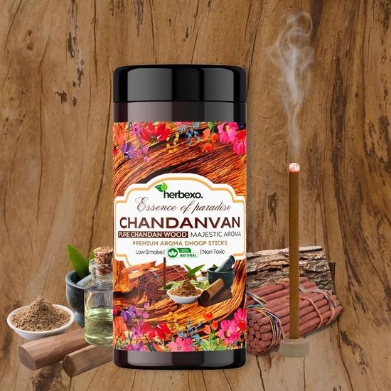 Herbexo Pure Sandalwood (Chandan) Attar Dhoop Sticks | Long Lasting Majestic Ittar Fragrances | 100% Natural, Charcoal Free