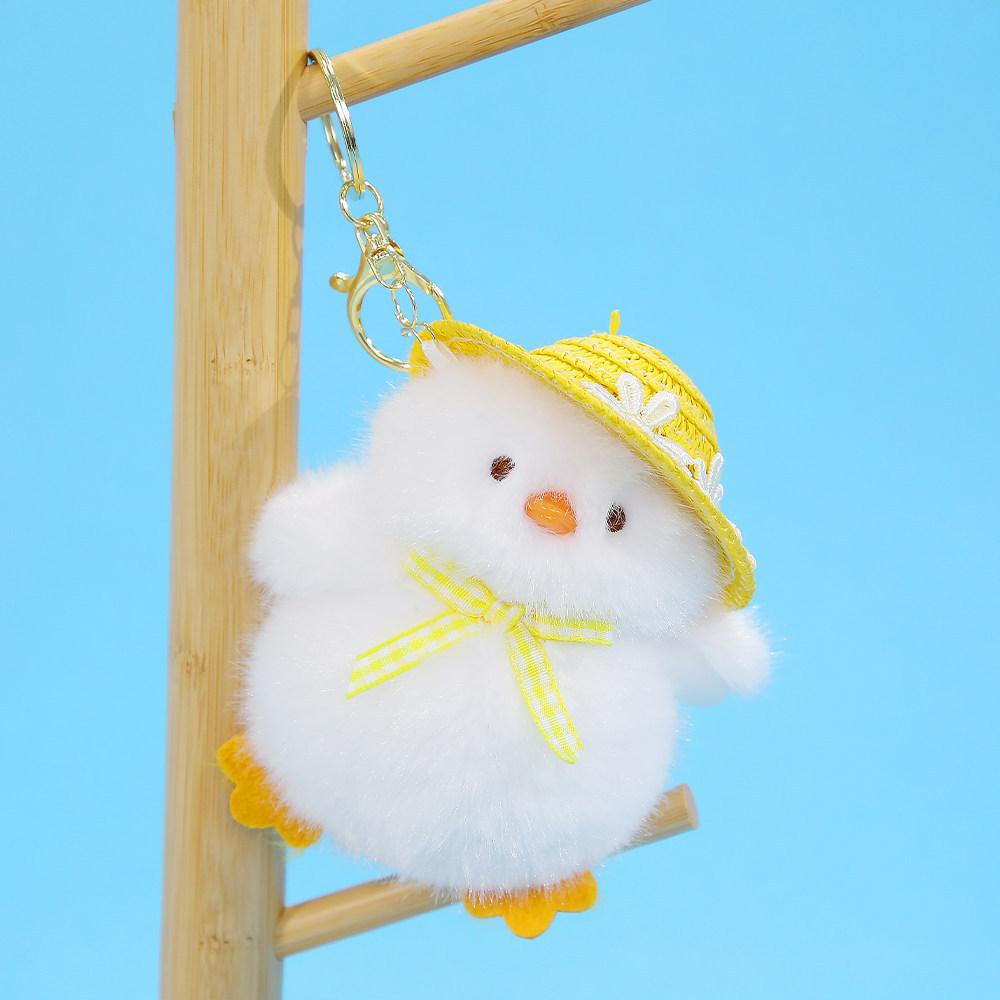 Plush Animal Keychain With Straw Hat For Girls Perfect As Bag Decor Gift
