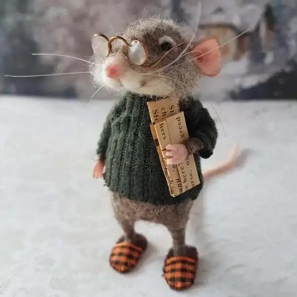 

Cute Needle Felted Mouse Doll Mice Winter Christmas Needle Felted Mouses Christmas Wool Felt Gifts Home Decor Plush Animals