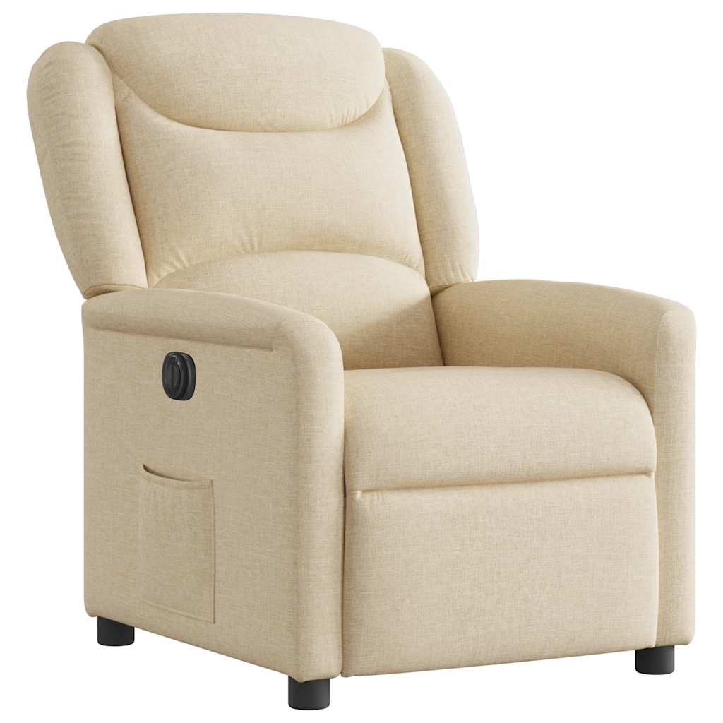 Electric Recliner Chair Cream Fabric